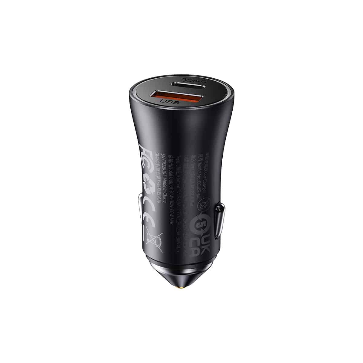Baseus Golden Contactor Max Dual Fast Charger Car Charger U+C 60W Dark Gray Baseus Golden Contactor Max Dual Fast Charger Car Charger U+C 60W Dark Gray